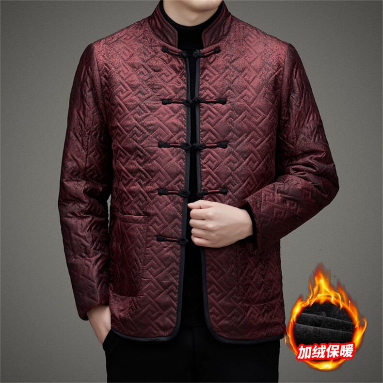 长期货棉衣唐装男士中老年风棉衣加绒棉袄复古外套爷爷装，男装棉衣，钱塘723