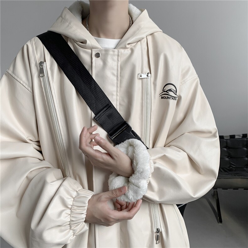 春装冲锋衣连帽皮夹克机车PU皮衣外套P110控158抖音控178加绒+20,男装夹克,电商B370