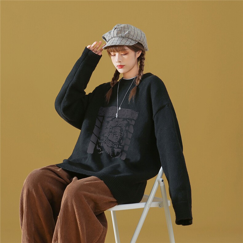 中性22秋/冬新款时尚美式复古宽松百搭圆领套头毛衣M1042P50控68,男装针织衫/毛衣,A247A