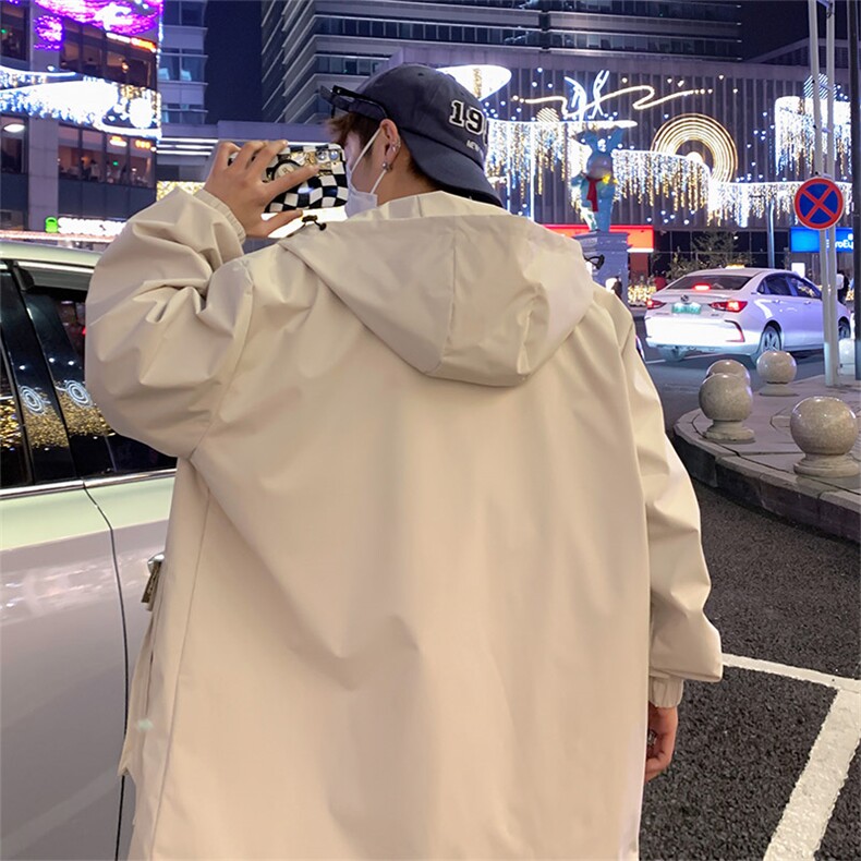 新款连帽冲锋衣夹克男港风纯色潮流休闲外套JK2301-P68,男装夹克,星座717