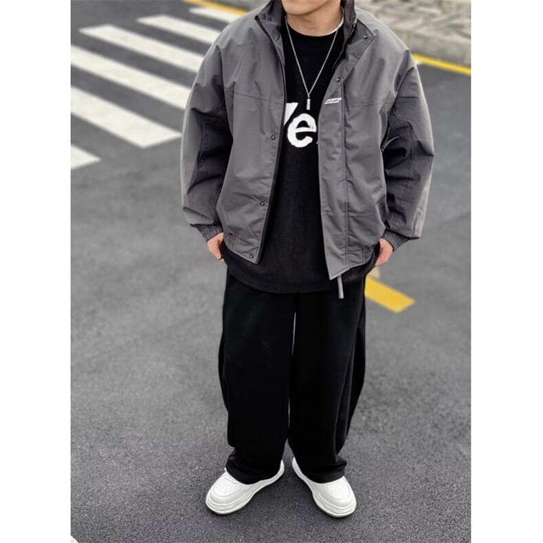 W9370-P78网图现货新款立领织带拉链外套潮牌美式运动夹克,男装夹克,星座1608-2