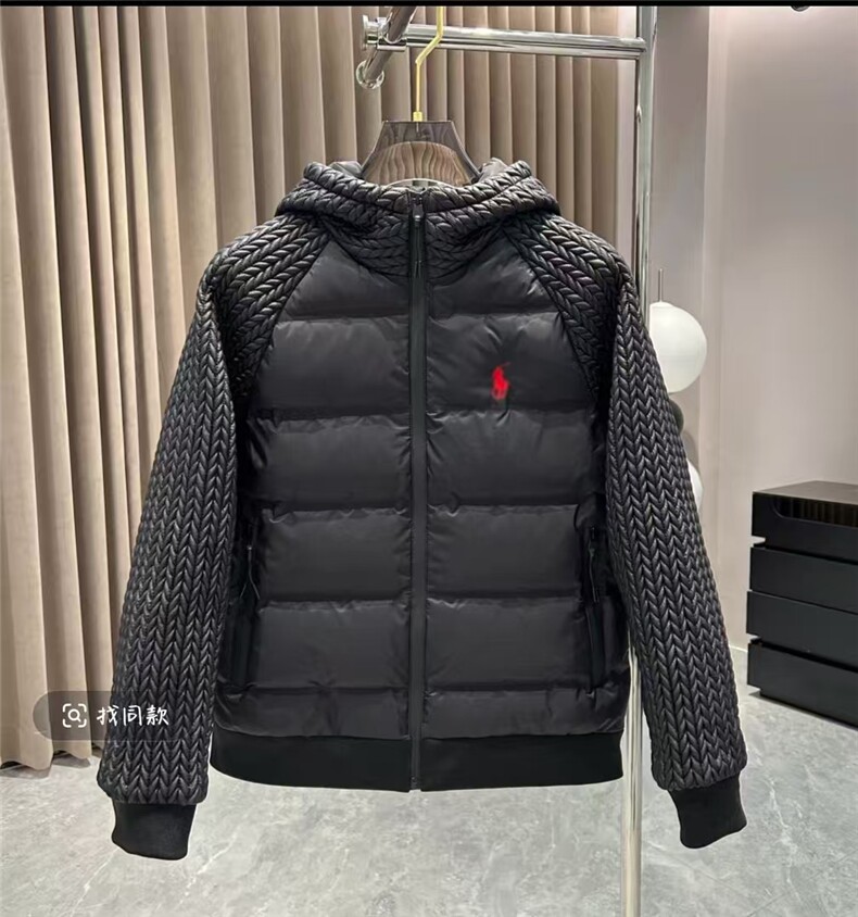 (网图)连帽刺绣棉服保暖时尚拼接轻奢黑色棉袄313B-WH01棉服-P110,男装棉衣,星座313B