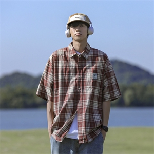 夏季新款格子短袖衬衫男美式复古设计感潮流衬衣 现货 W8230-P38图片