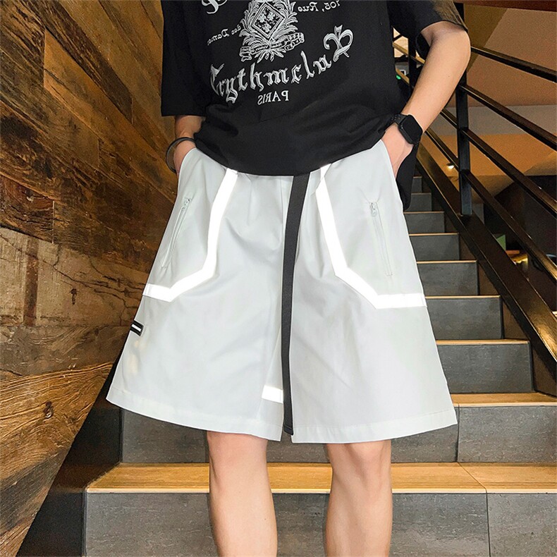 X4053TP40控价58短裤男生夏季潮牌机能风反光条休闲百搭五分裤,男装休闲裤,电商A102-1