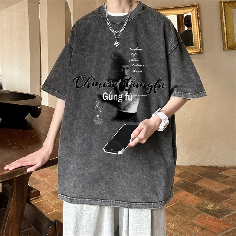 ！2023夏季男士水洗短袖T恤潮牌情侣半袖体恤XT126P35,男装T恤,电商B220