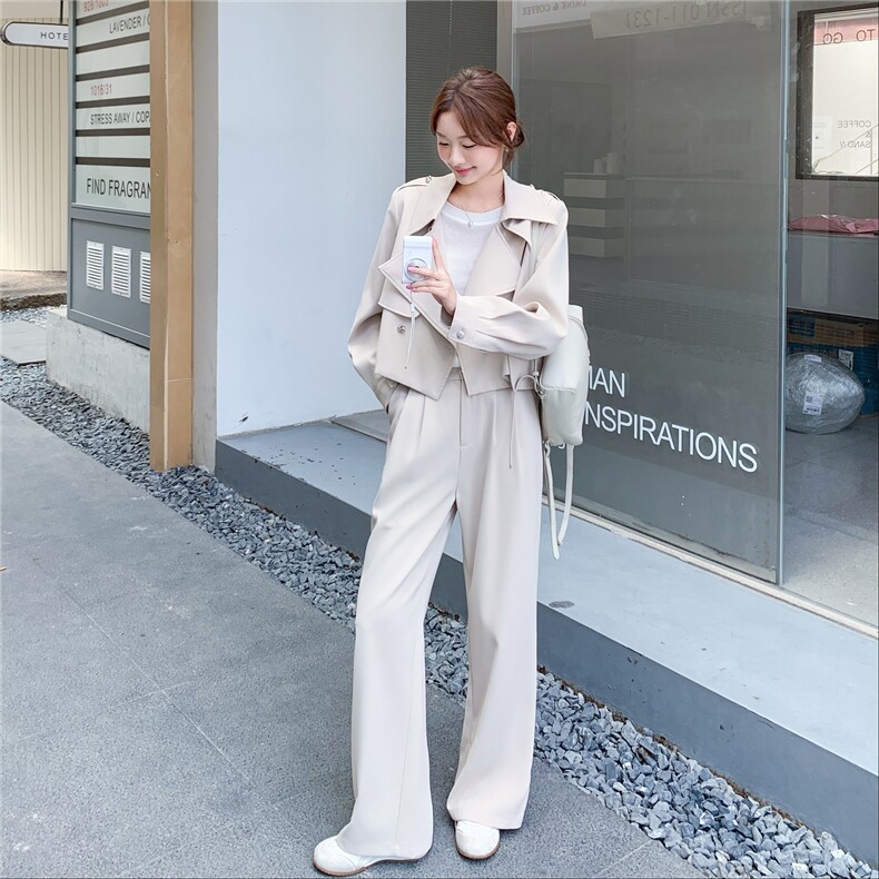 大货在店2C206-L576-P195-K288短外套+阔腿裤两件套,女装套装/套裙,2C206