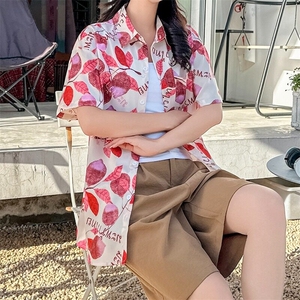 复古夏威夷碎花短袖衬衫男女港风沙滩海边休闲情侣衬衣CS131/P30图片