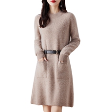 时尚气质针织衫羊毛连衣裙女秋冬2024年新款，女装连衣裙，哲奥羊绒