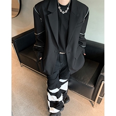 潮牌高级感小西装男秋小众拉链装饰设计感西服XZ514-2-24243-P118，男装西服套装，星座514-2(原B239)