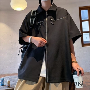 夏季新款衬衫潮流慵懒男方领拉链衬衫C799P40图片