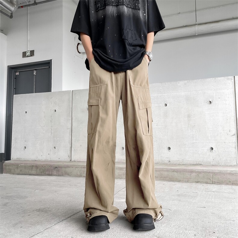 夏季新款多口袋工装裤男女同款潮牌宽松休闲阔腿长裤图片