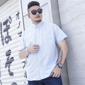 2XL-8XL男士短袖衬衣休闲宽松肥佬半袖衬衫上衣加肥大码2917