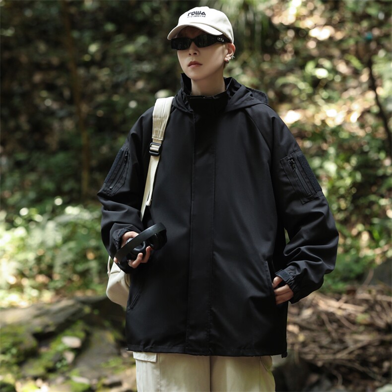 春秋户外冲锋衣男连帽外套登山服潮牌宽松机能风夹克JK84-P58,男装夹克,星座308B-2