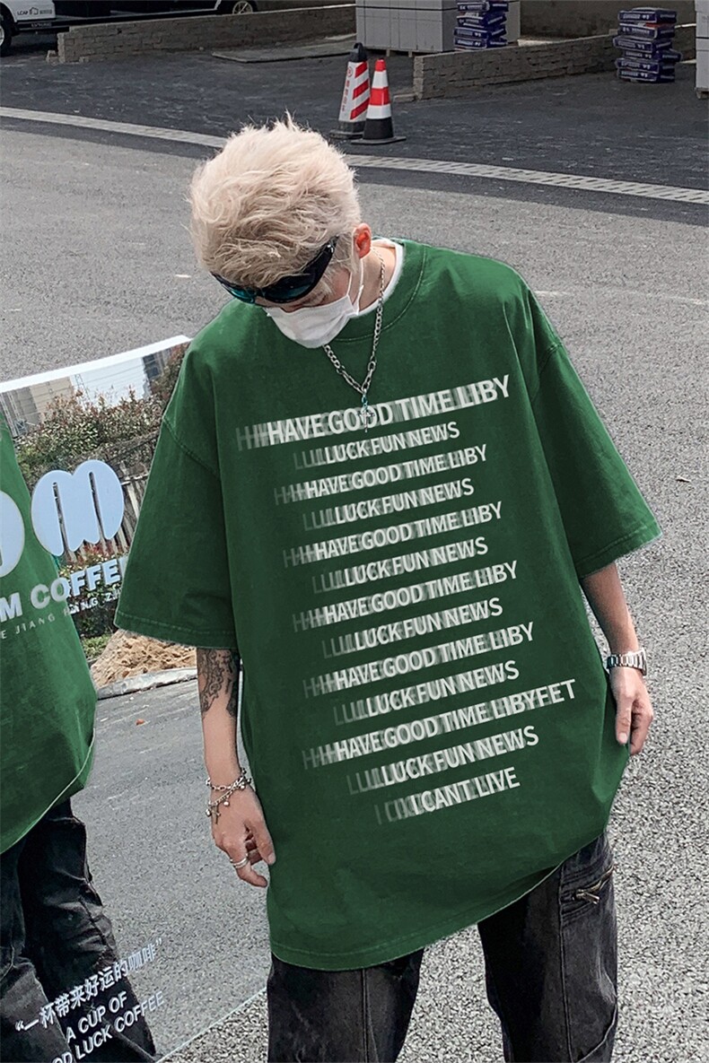 复古水洗做旧字母印花欧美重磅落肩袖短袖T恤XZ514-2-202443-P38,男装T恤,星座514-2(原B239)