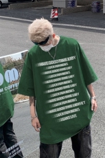 复古水洗做旧字母印花欧美重磅落肩袖短袖T恤XZ514-2-202443-P38，男装T恤，星座514-2(原B239)