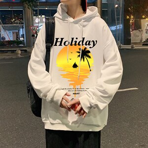WY2266-P35 纯棉连帽卫衣男大码运动帽衫宽松薄外套男图片