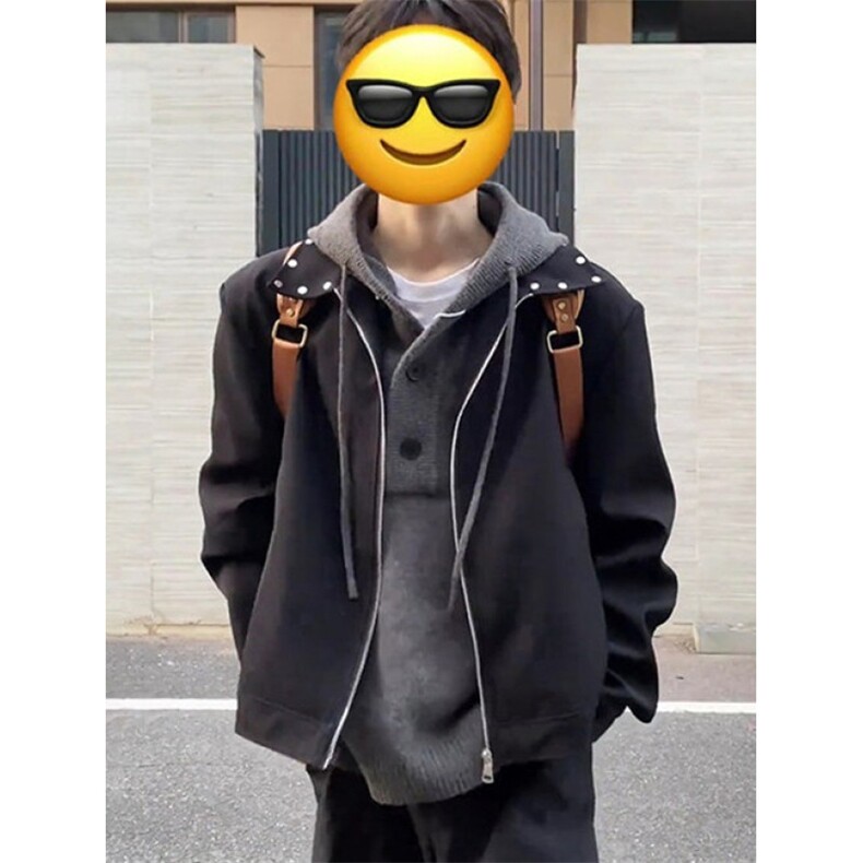 高街垫肩外套男春季短款boxy高级感痞帅铆钉夹克 JY6634图片