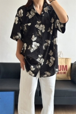 2025夏季新款港风夏威夷冰丝沙滩衬衫印花短袖CS307-P30，男装T恤，星座301C-5