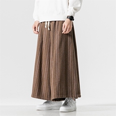 春季大码风加厚毛呢条纹休闲裤裙裤超宽阔腿裤日系K246/P75，男装休闲裤，电商A221A