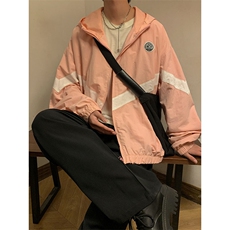 现货时尚学院风防风防水拼接撞色情侣外套XZ301AWT102P78，女装短外套，星座301A