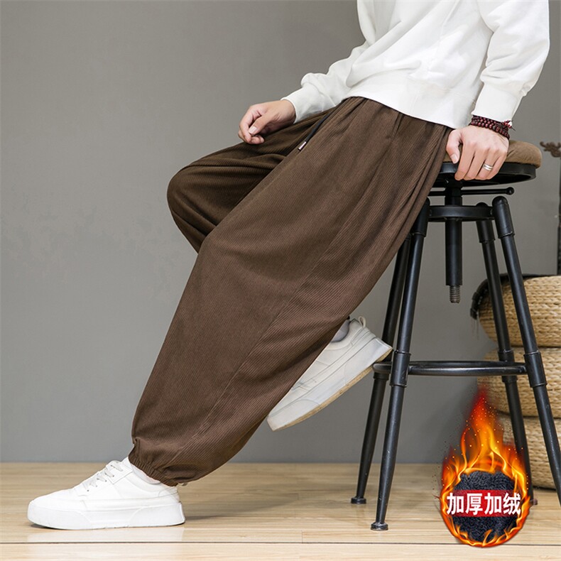 风冬季新款灯芯绒长裤子男束脚裤日系复古大码休闲裤K28-P45，男装休闲裤，星座225-1