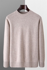 秋冬季羊毛男士七针肩袖竖条加厚圆领羊毛衫，男装羊毛衫，君贝羊绒