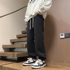 10冬加绒加厚羊羔绒束脚裤子纯色简约百搭潮裤XZ211-1-K2378-P65，男装卫衣，星座211-1