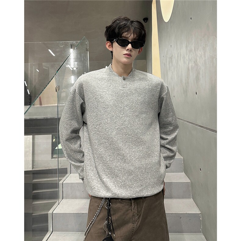 韩系学院风设计cleanfit卫衣简约纯色休闲打底常规P39加绒P49,男装T恤,电商B319