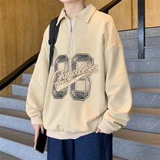 秋季高街潮牌半拉链外套上衣美式复古polo衫领卫衣男W5512-P38，男装卫衣，星座512-3