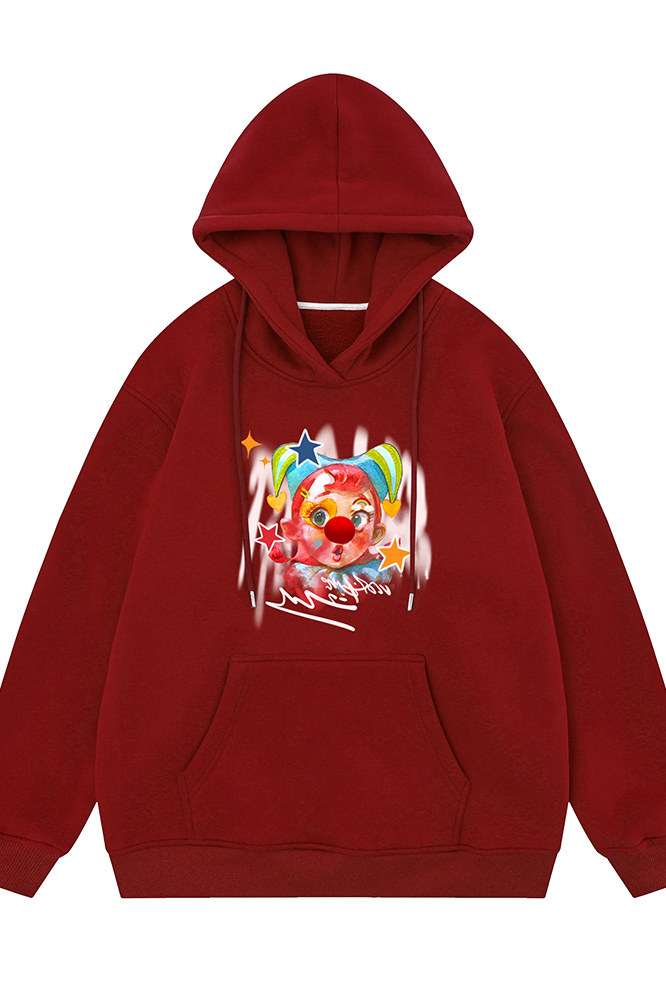 白底23新款秋季时尚百搭宽松字母印花卡通连帽卫衣W622001P40控58,男装卫衣,电商A268-1