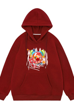 白底23新款秋季时尚百搭宽松字母印花卡通连帽卫衣W622001P40控58，男装卫衣，电商A268-1