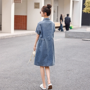 牛仔连衣裙女2024夏季新款韩版高级感宽松显瘦衬衫裙休闲减龄裙子图片