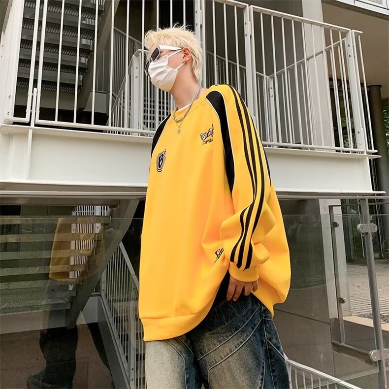秋冬新款美式拼接卫衣男女潮牌宽松情侣休闲打底刺衫WB118-P45,男装卫衣,星座412-3