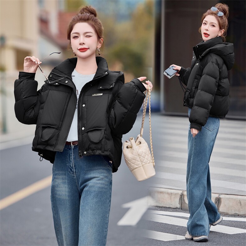 2024新款冬季韩版时尚90%连帽加厚短款羽绒服外套,女装羽绒服,瑶迪依秀
