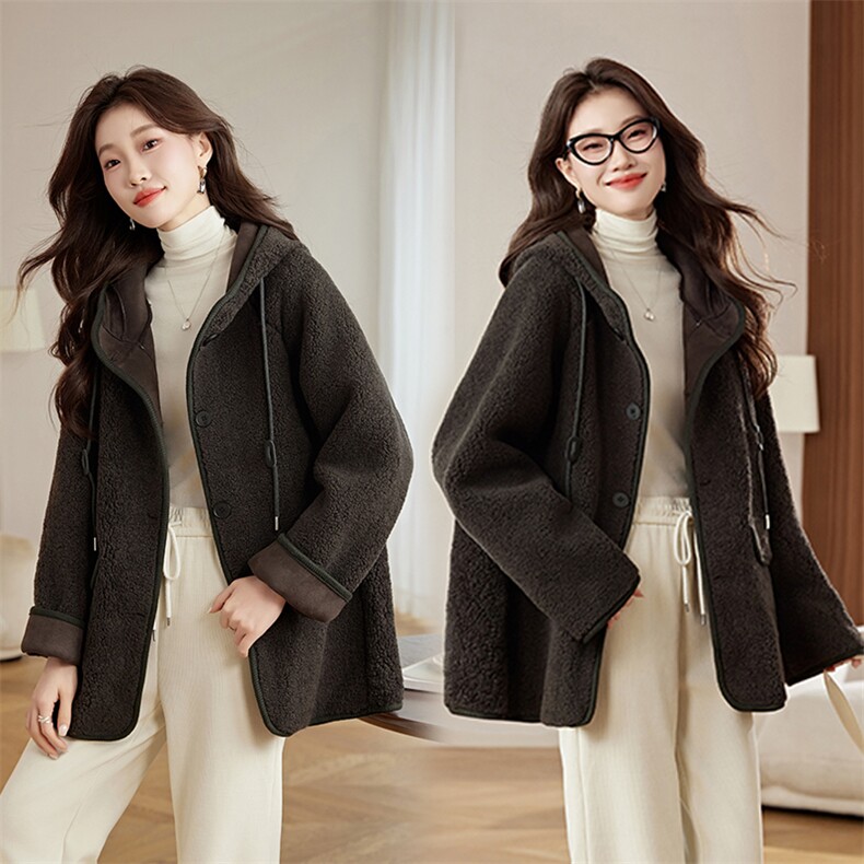 2025新款！羊羔毛外套时尚休闲通勤,女装棉衣/棉服,丽莎妳雅