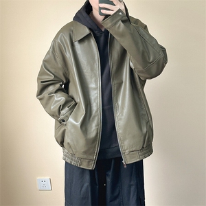 现货主推高质量皮衣外套男宽松皮夹克机车服 A026 P95 加绒P105图片
