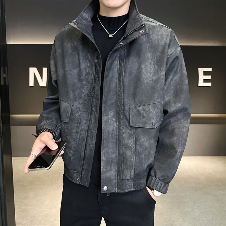 2025春季新款高品质款宽松水洗PU皮衣男外套C317-J1118-P155,男装皮衣,电商C317
