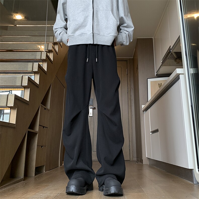 新款设计感褶皱微喇卫裤休闲裤XZ604-K111-特P40控78,男装休闲裤,星座604