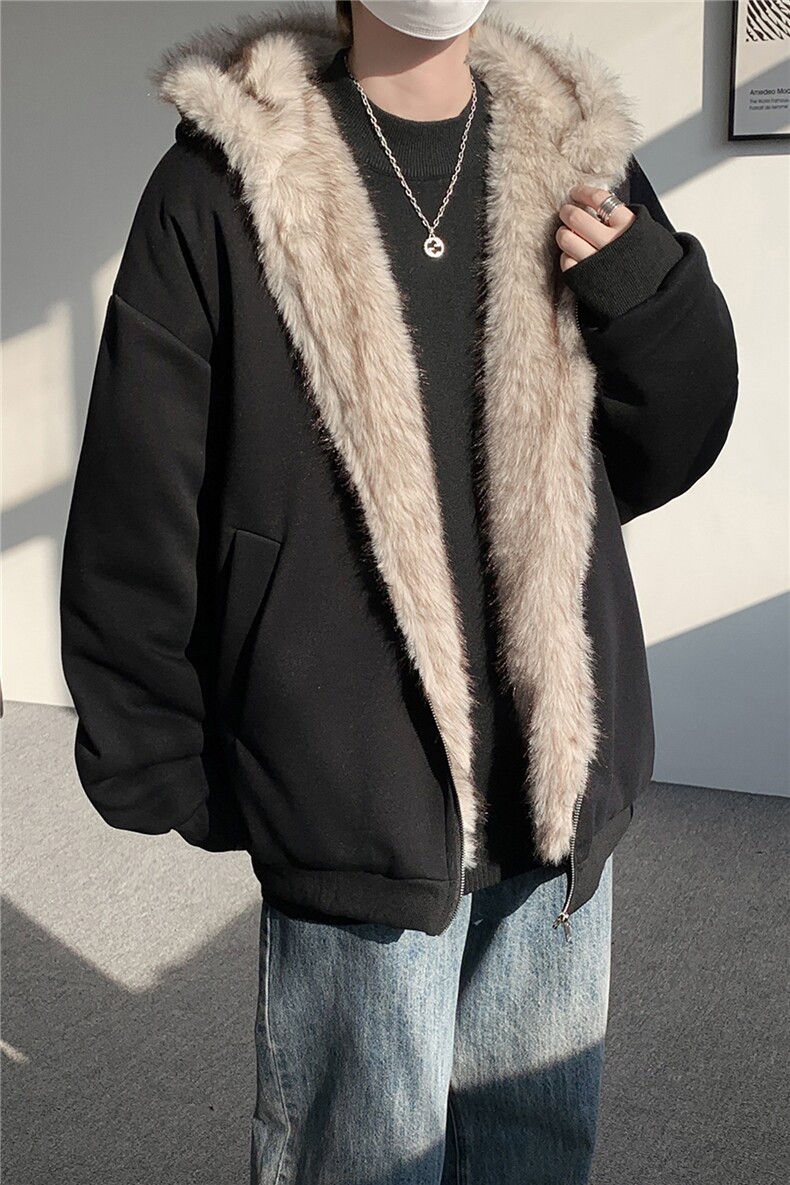 美式座山雕加绒加厚棉服男冬宽松连帽毛领棉衣外套MY18001,男装棉衣,电商B312