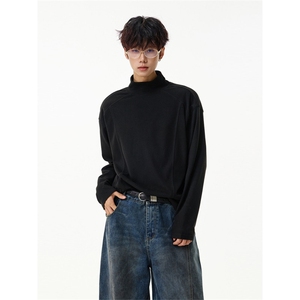 1506/QE690/P34美式复古cleanfit基础简约打底男女百搭内搭上衣潮图片