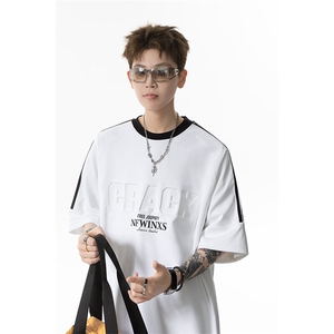 现货904-2-XT214-P38控58凹凸印设计感短袖t恤男宽松半袖260克图片