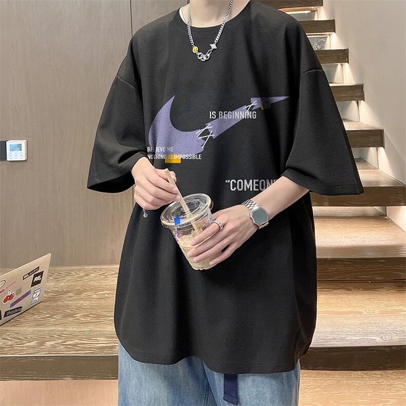 华夫格t恤男短袖男大码五分袖酒店风HT73259-P22,男装T恤,电商A040