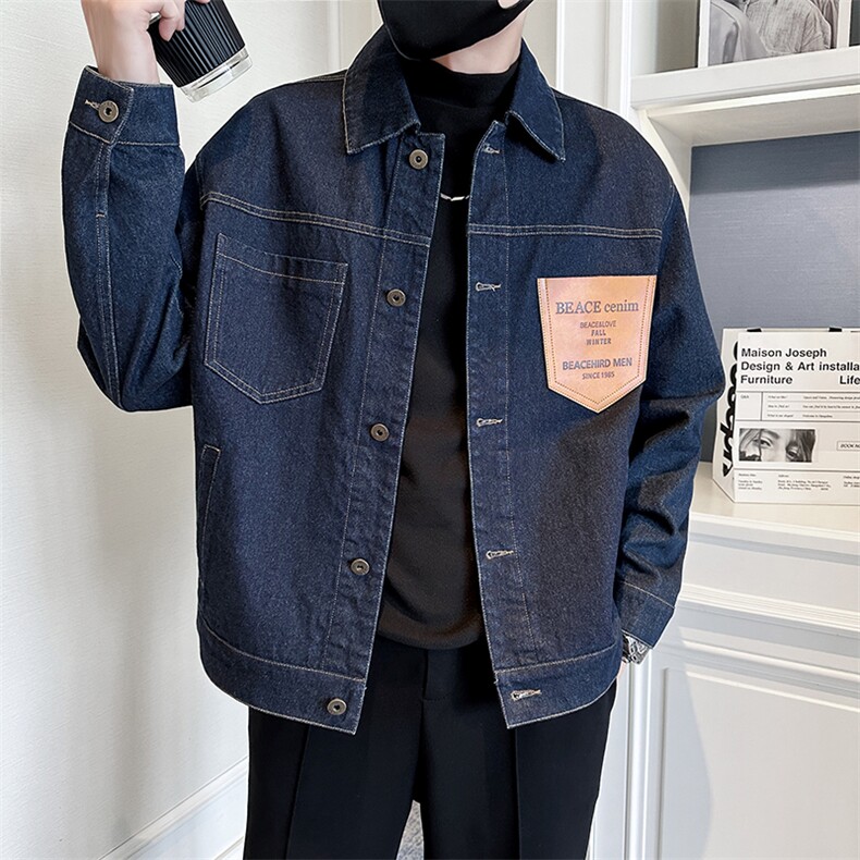 秋季2023轻熟抖音小伙薄款牛仔拼色夹克店主风A236-JK3035-P130,男装夹克,电商A236