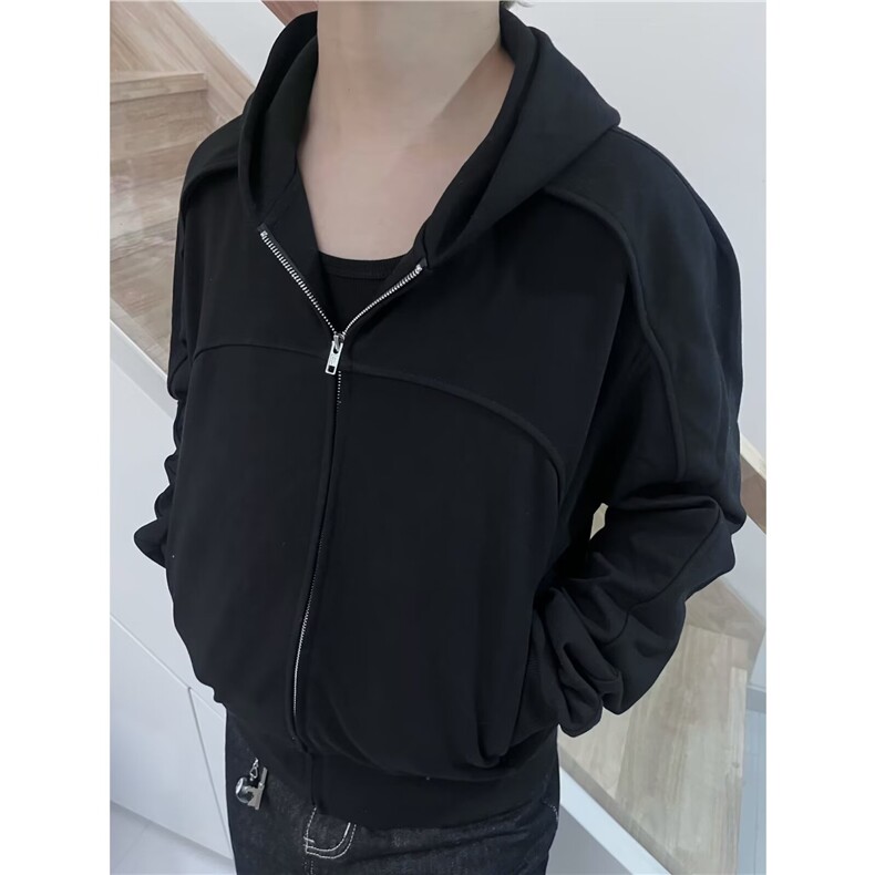 大廓形情侣连帽卫衣男女cleanfit宽松拉链外套,女装短外套,星座410-6（原星座1304-1）