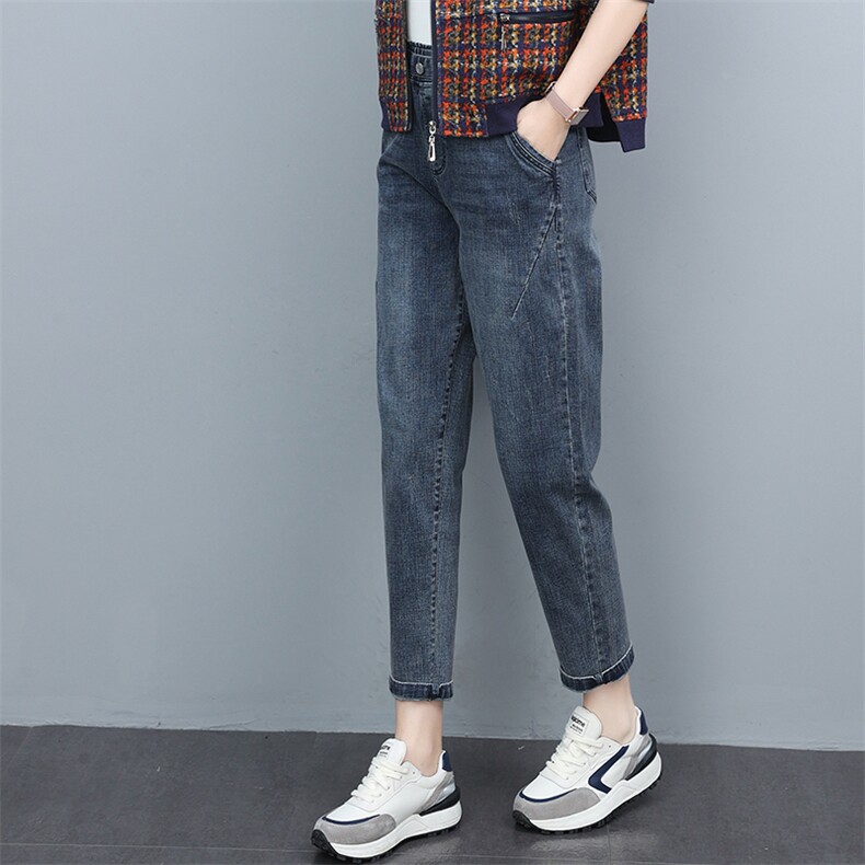 2021秋季新款时尚百搭显瘦高腰牛仔裤，女装牛仔裤，悦见她