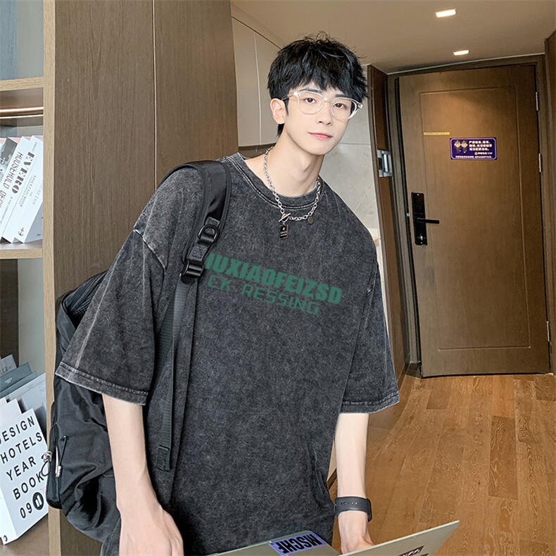 量大优可提供视频2024夏水洗美式短袖T恤D223A-ST2406-P25,男装T恤,电商019-1