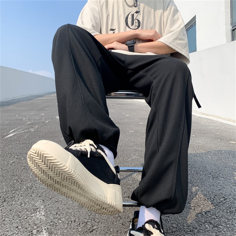 休闲裤男春季美式复古运动裤韩版潮流百搭垂感阔腿裤 K6104-P28图片