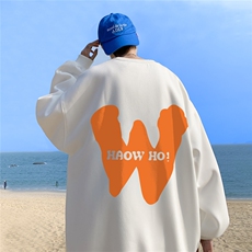 ！直播品质重磅宽松大码港风黄色W印花圆领卫衣WY115-特p28，男装卫衣，星座508（原C305）
