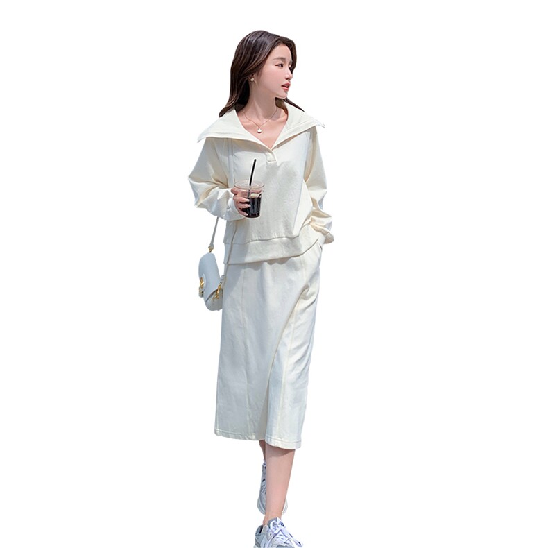 【新款现货】米白色休闲运动裙套装088-8815p145k198,女装套装/套裙,2C088
