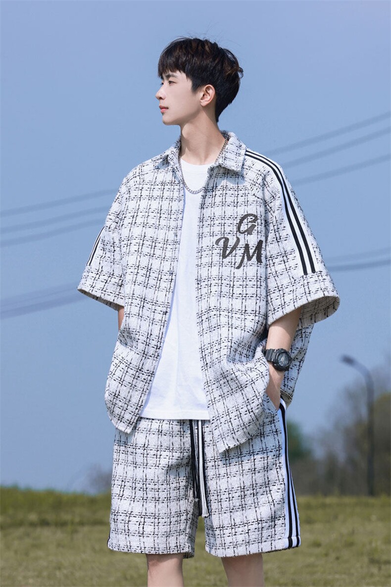 小香风印花织带短衬DCS9018P45短裤DK8797P40套装DTZ9028P85,男装牛仔裤,星座227-7